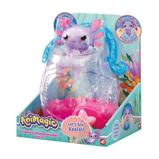 Animagic Φιγούρα Νερού Let's Glo Axolotl Ενυδρείο με Μπουρμπουλήθρες​  4+ - As Company