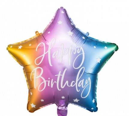 Μπαλόνι Αστέρι Happy Birthday Πολύχρωμο (40cm) | FB93-000