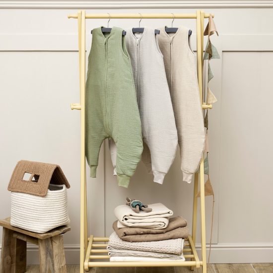 Meyco - 100% Βαμβακερός Υπνόσακος με Ποδαράκια Muslin Olive Green 80cm