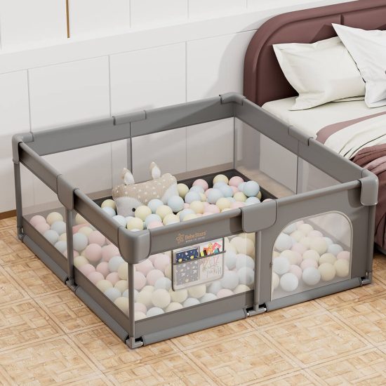 Πάρκο για μωρά τετράγωνο 150×150 Playzen Grey 880-100, Bebe Stars