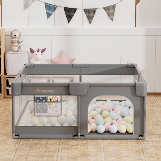 Πάρκο για μωρά τετράγωνο 150×150 Playzen Grey 880-100, Bebe Stars
