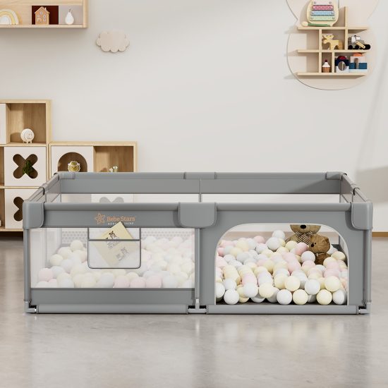 Πάρκο για Μωρά Ορθογώνιο 180×200 Playzen Grey 880-200, Bebe Stars