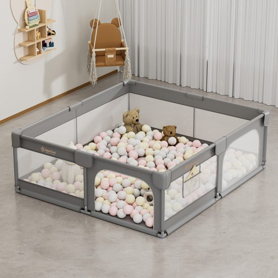 Πάρκο για Μωρά Ορθογώνιο 180×200 Playzen Grey 880-200, Bebe Stars
