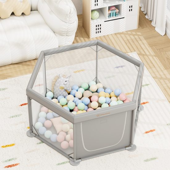 Παρκοκρέβατο Πολύγωνο Nestilo Grey 889-100, Bebe Stars