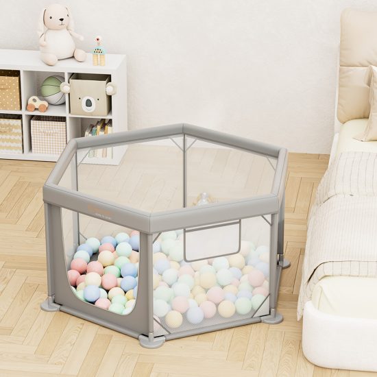 Παρκοκρέβατο Πολύγωνο Nestilo Grey 889-100, Bebe Stars