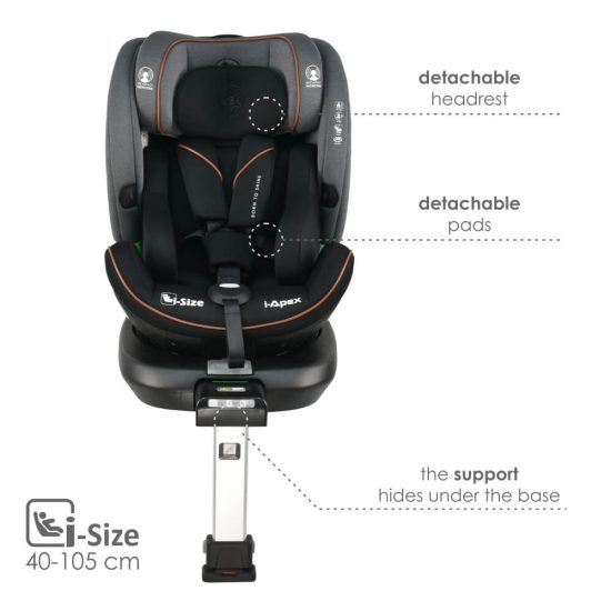 Κάθισμα Αυτοκινήτου i-Apex i-Size 360° Grey (40-150cm) 0-36kg 916-186, Bebe Stars