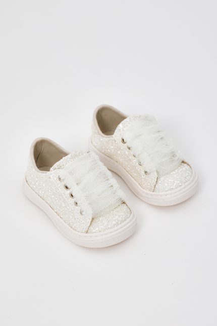 Χειροποίητο Βαπτιστικό Sneaker για Κορίτσι Περπατήματος Off White EV200A | Everkid