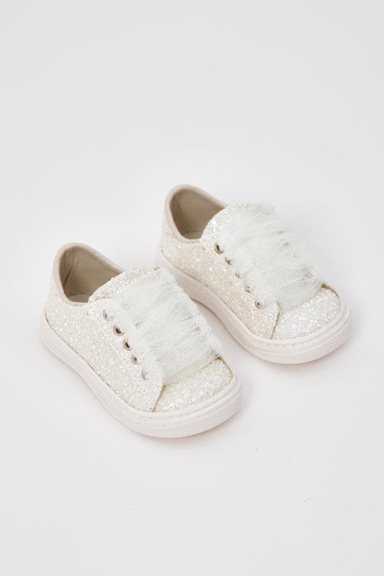 Χειροποίητο Βαπτιστικό Sneaker για Κορίτσι Περπατήματος Off White EV200A | Everkid