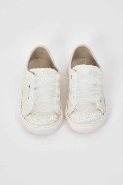 Χειροποίητο Βαπτιστικό Sneaker για Κορίτσι Περπατήματος Off White EV200A | Everkid
