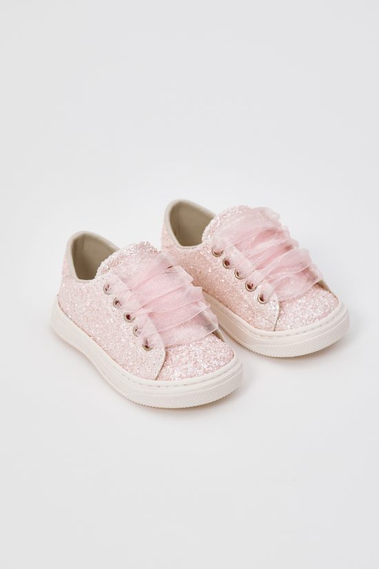 Χειροποίητο Βαπτιστικό Sneaker για Κορίτσι Περπατήματος Baby Pink EV200P | Everkid