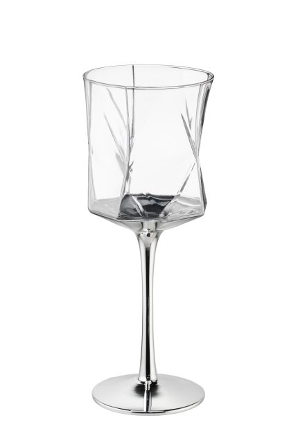 Ποτήρι Κρασιού με Ασημί Φινίρισμα 370ml | KR7250 Georgiou