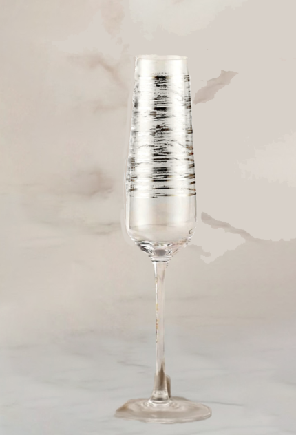 Ποτήρι Σαμπάνιας με Ασημί Λεπτομέριες 220ml | KS7160 Georgiou