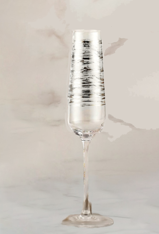 Ποτήρι Σαμπάνιας με Ασημί Λεπτομέριες 220ml | KS7160 Georgiou
