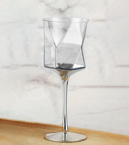 Ποτήρι Κρασιού με Ασημί Φινίρισμα 370ml | KR7250 Georgiou