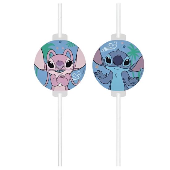 Χάρτινα Καλαμάκια με Φιγούρες Stitch & Angel 20cm (4 τμχ) | 96919
