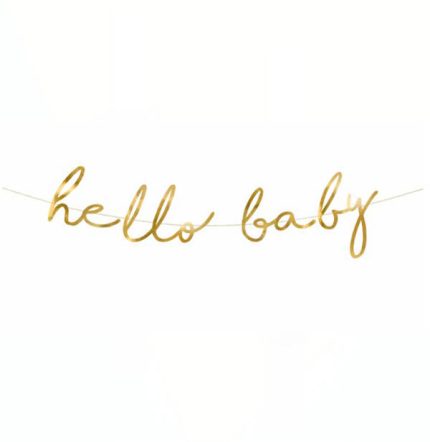 Διακοσμητικό Μπάνερ Χρυσό “Hello Baby” (70 εκ) | GRL83-019M
