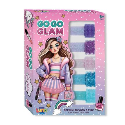Σετ Βερνίκια Νυχιών  Go Go Glam 5τμχ (20,3x4x14 εκ) | 5205698769979 Luna