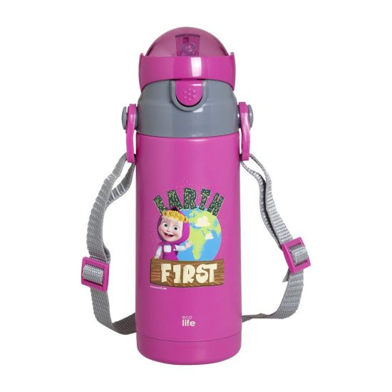 Παγούρι Θερμός Kids Thermos 'Masha - Earth First' 400ml Magenta - Ecolife