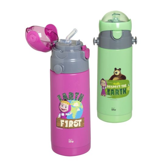 Παγούρι Θερμός Kids Thermos 'Masha - Earth First' 400ml Magenta - Ecolife