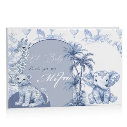 Βιβλίο Ευχών βάπτισης – Blue Toile Ζώα Της Ζούγκλας (27 x 21 εκ) | D15010