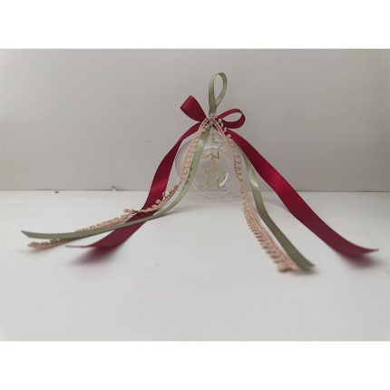 Γ5Χ2 | Γυάλινη Μπάλα Ρεσώ με Δύο Χρυσά Αστεράκια Διάτρητα Μεταλλικά (8cm)