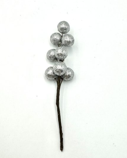 ΧΡ62 | Χριστουγεννιάτικο Κλαδάκι Ασημί 20τμχ (13cm)