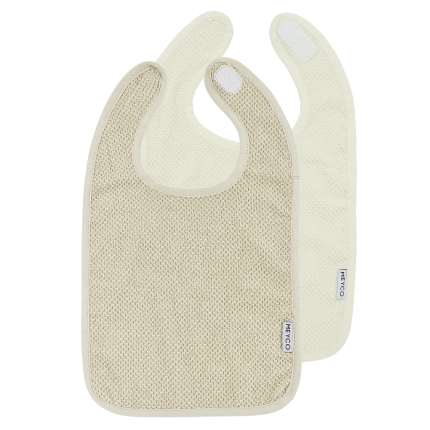 Meyco - Σετ 2 Βαμβακερές Σαλιάρες Popcorn Natural/Soft Sand με Velcro
