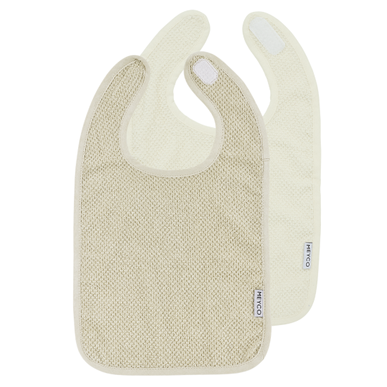 Meyco - Σετ 2 Βαμβακερές Σαλιάρες Popcorn Natural/Soft Sand με Velcro