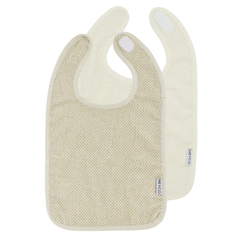 Meyco - Σετ 2 Βαμβακερές Σαλιάρες Popcorn Natural/Soft Sand με Velcro