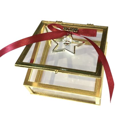 Μ106Χ1 | Χριστουγεννιάτικο Γυάλινο Κουτάκι με Αστεράκι (3,2x7cm)