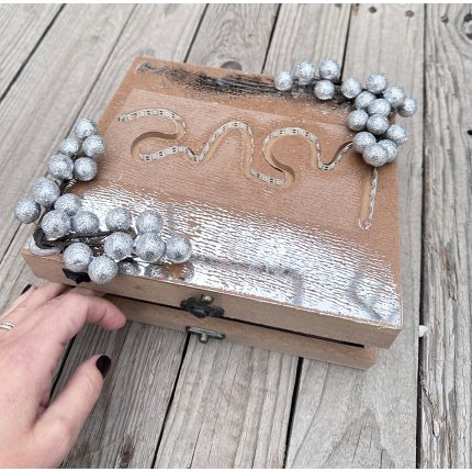 ΧΡ64 | Χριστουγεννιάτικο Κουτί Φωτιζόμενο με Ασημί Κλαδάκι