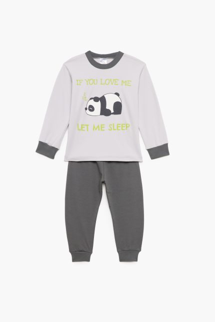 Πιτζάμα Βρεφική - Παιδική Χειμερινή με Τύπωμα Let me Sleep Γκρι Βαμβακερή 100% | Pretty Baby Πιτζάμα Βρεφική - Παιδική Χειμερινή με Τύπωμα Let me Sleep Γκρι Βαμβακερή 100% | Pretty Baby