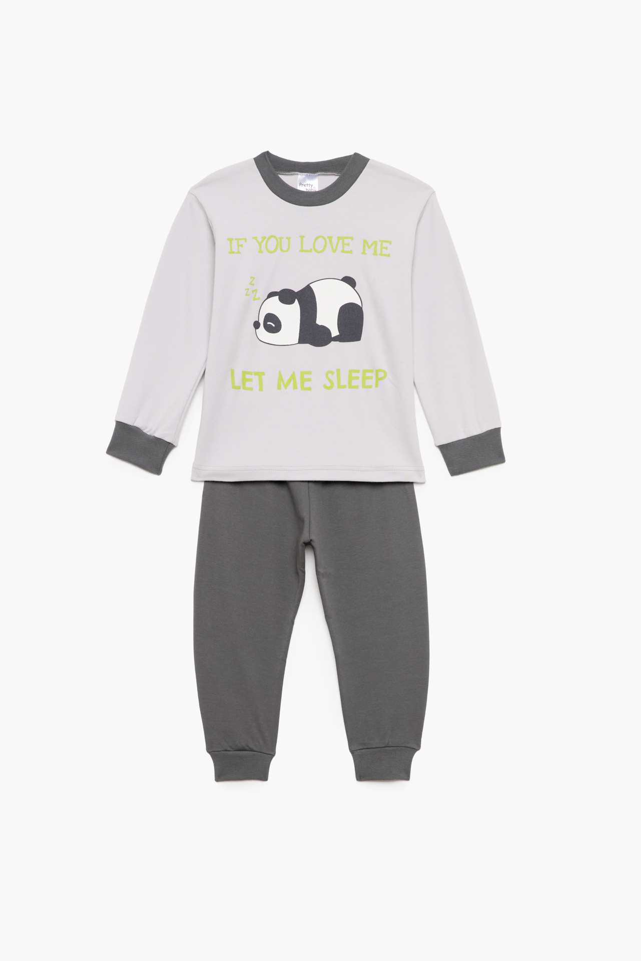 Πιτζάμα Βρεφική - Παιδική Χειμερινή με Τύπωμα Let me Sleep Γκρι Βαμβακερή 100% | Pretty Baby Πιτζάμα Βρεφική - Παιδική Χειμερινή με Τύπωμα Let me Sleep Γκρι Βαμβακερή 100% | Pretty Baby