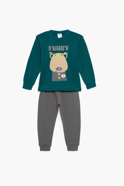 Πιτζάμα Βρεφική - Παιδική Χειμερινή με Τύπωμα Funny Πράσινο Βαμβακερή 100% | Pretty Baby Πιτζάμα Βρεφική - Παιδική Χειμερινή με Τύπωμα Funny Πράσινο Βαμβακερή 100% | Pretty Baby