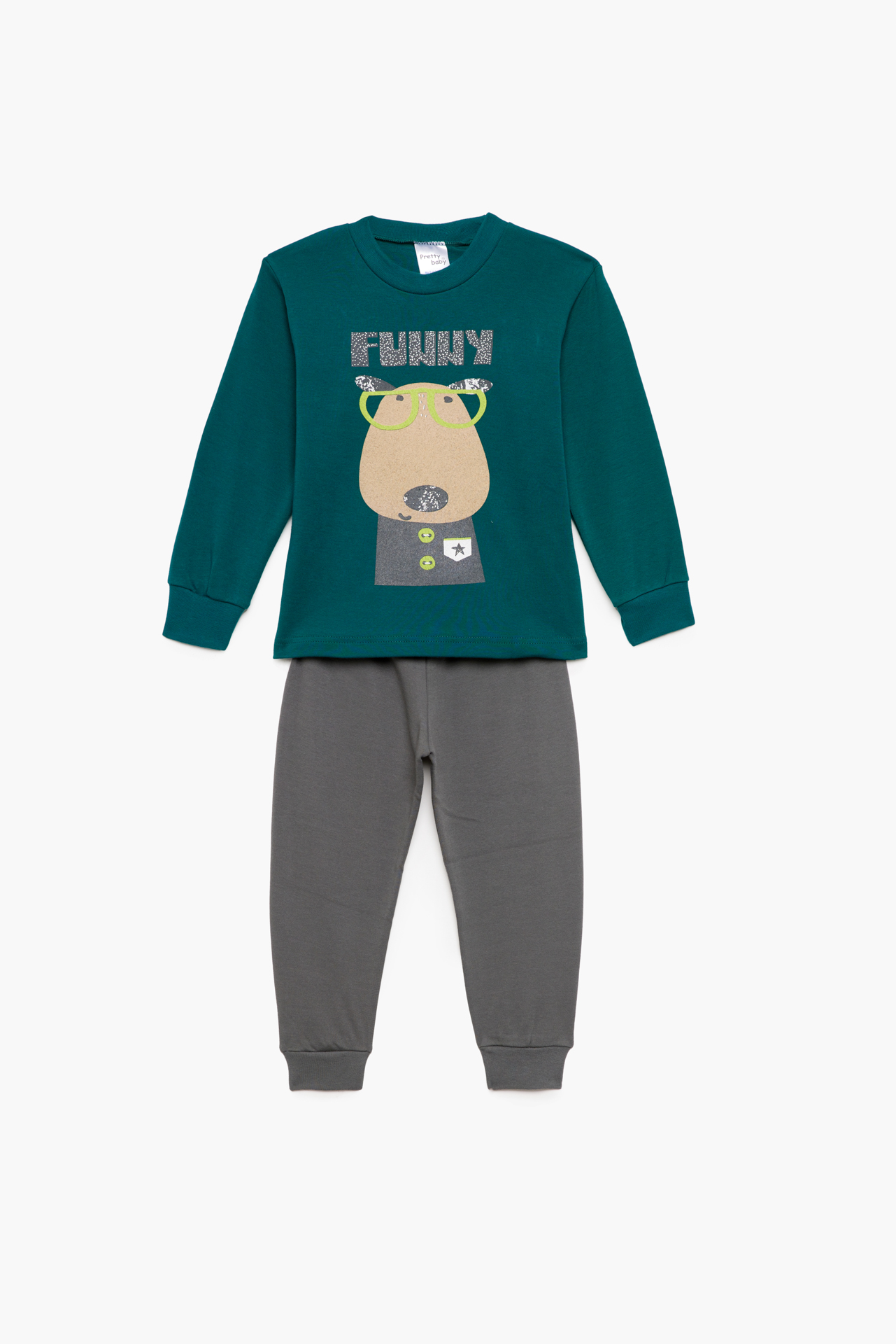 Πιτζάμα Βρεφική - Παιδική Χειμερινή με Τύπωμα Funny Πράσινο Βαμβακερή 100% | Pretty Baby Πιτζάμα Βρεφική - Παιδική Χειμερινή με Τύπωμα Funny Πράσινο Βαμβακερή 100% | Pretty Baby