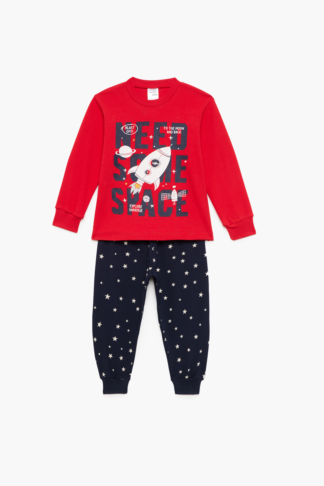 Πιτζάμα Βρεφική - Παιδική Χειμερινή με Τύπωμα Space Κόκκινο Βαμβακερή 100% | Pretty Baby Πιτζάμα Βρεφική - Παιδική Χειμερινή με Τύπωμα Space Κόκκινο Βαμβακερή 100% | Pretty Baby