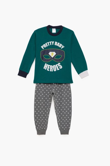Πιτζάμα Βρεφική - Παιδική Χειμερινή με Τύπωμα Heroes Πράσινο Βαμβακερή 100% | Pretty Baby Πιτζάμα Βρεφική - Παιδική Χειμερινή με Τύπωμα Heroes Πράσινο Βαμβακερή 100% | Pretty Baby
