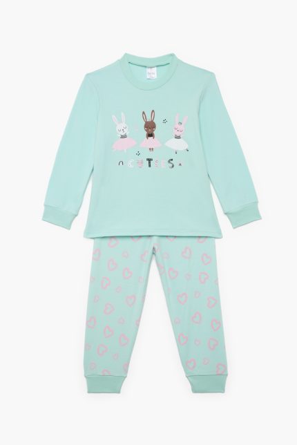 Πιτζάμα Βρεφική - Παιδική Χειμερινή με Τύπωμα Cuties Βεραμάν Βαμβακερή 100% | Pretty Baby