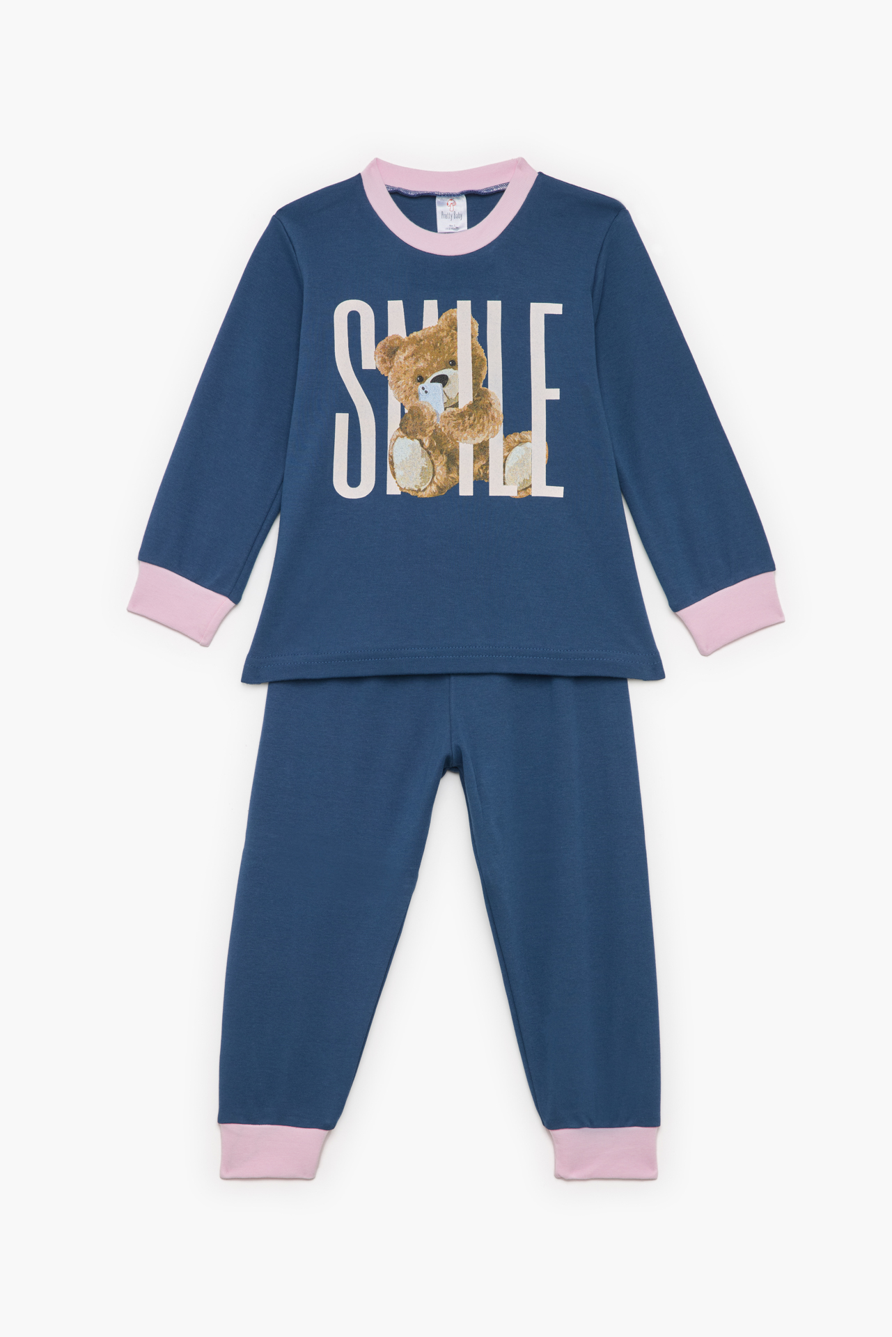 Πιτζάμα Βρεφική - Παιδική Χειμερινή με Τύπωμα Best Smile Μπλε Ραφ - Ροζ Βαμβακερή 100% | Pretty Baby Πιτζάμα Βρεφική - Παιδική Χειμερινή με Τύπωμα Best Smile Μπλε Ραφ - Ροζ Βαμβακερή 100% | Pretty Baby