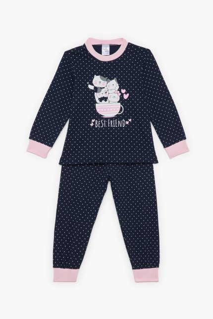 Πιτζάμα Βρεφική - Παιδική Χειμερινή με Τύπωμα Best Friend Μαύρο Βαμβακερή 100% | Pretty Baby