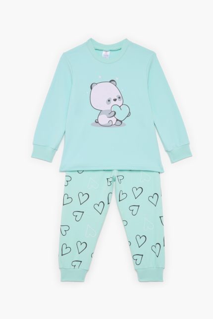 Πιτζάμα Βρεφική - Παιδική Χειμερινή με Τύπωμα Cute Bunny Βεραμάν Βαμβακερή 100% | Pretty Baby