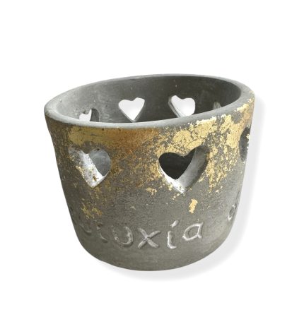 Κηροπήγιο από Τσιμέντο με Χρυσές Πιτσιλιές και Ευχές (5,5x7,5cm) | Ζ0/06Χ2 Κηροπήγιο από Τσιμέντο με Χρυσές Πιτσιλιές και Ευχές (5,5x7,5cm) | Ζ0/06Χ2