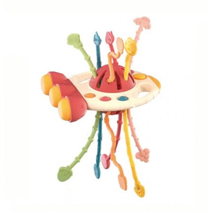 Παιχνίδι Σιλικόνης Baby Pull Toy UFO Red 3801005602483 18m+ - Sobebear