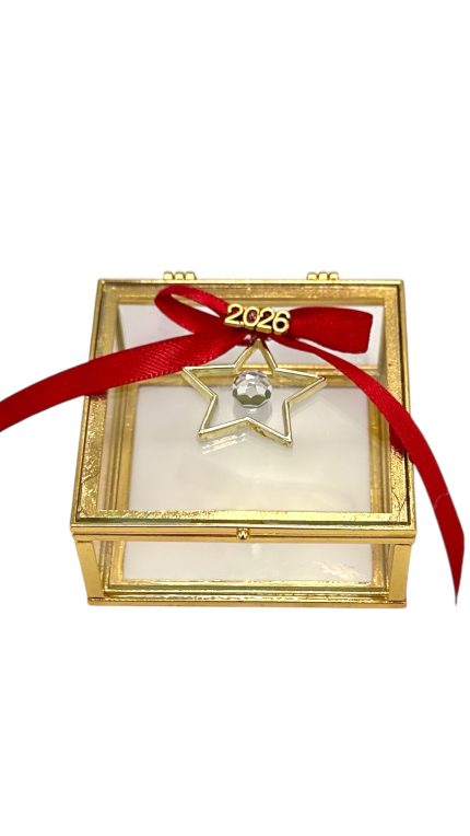 Μ106Χ1 | Χριστουγεννιάτικο Γυάλινο Κουτάκι με Αστεράκι (3,2x7cm)