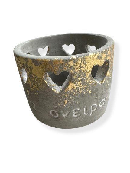 Κηροπήγιο από Τσιμέντο με Χρυσές Πιτσιλιές και Ευχές (5,5x7,5cm) | Ζ0/06Χ2 Κηροπήγιο από Τσιμέντο με Χρυσές Πιτσιλιές και Ευχές (5,5x7,5cm) | Ζ0/06Χ2