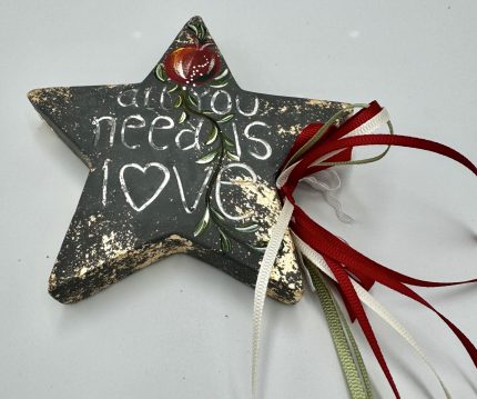 Πέτρινο Αστεράκι Στολισμένο & Ζωγραφισμένο στο Χέρι (11,5cm) | Ζ0/14Χ1