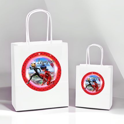 Άσπρη Τσάντα Δώρου Miraculous LadyBug Large 1τμχ (22 x 31 x 10cm) | 5531121-100T