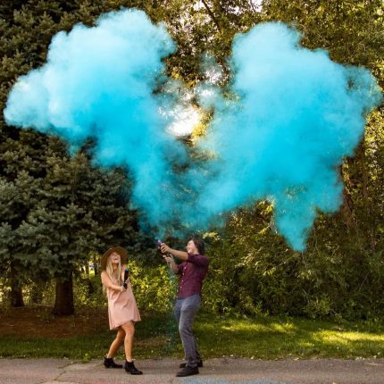 Κανονάκι με Σκόνη για Gender Reveal με Εφέ Καπνού Μπλέ (30 εκ) | EO8530GR-B