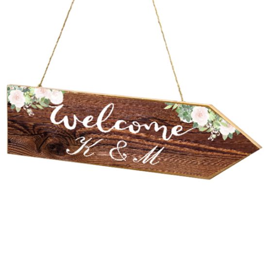 Πινακίδα Γάμου Βέλος Rustic Wood (40x15cm) | 5531124A