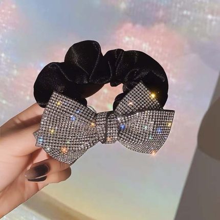 Scrunchie με Ασημί Φιόγκο (10x6cm) | AC233